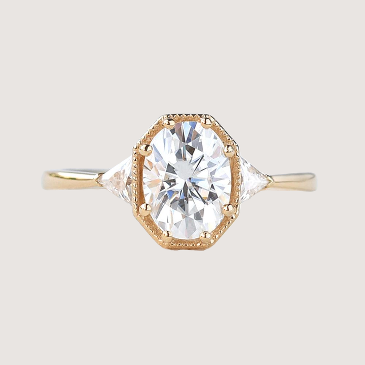 1.5ct Geometric Moissanite Three-stone Vintage Ring