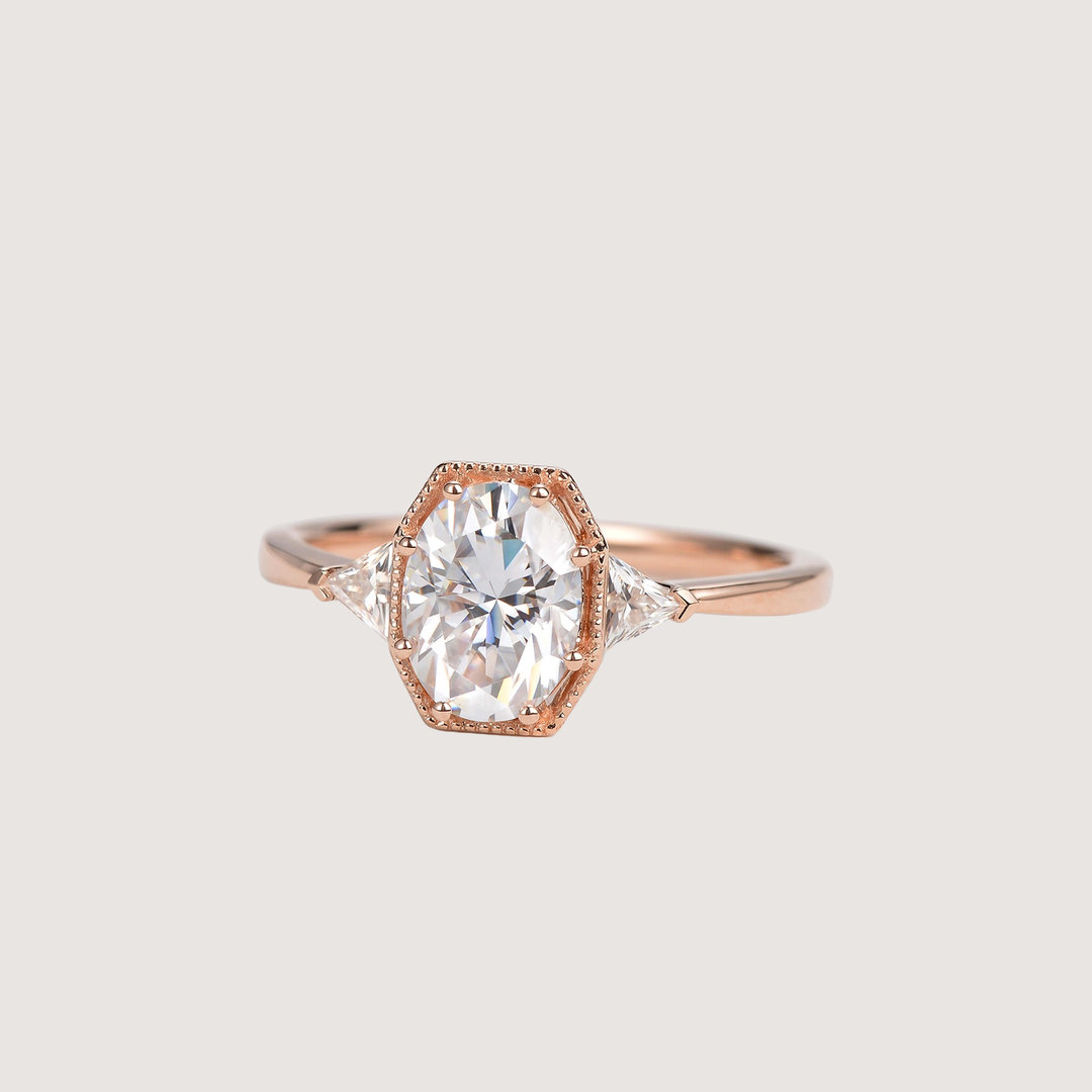 1.5ct Geometric Moissanite Three-stone Vintage Ring