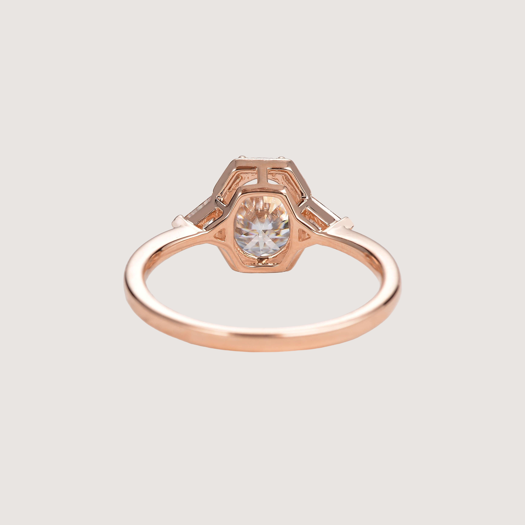 1.5ct Geometric Moissanite Three-stone Vintage Ring