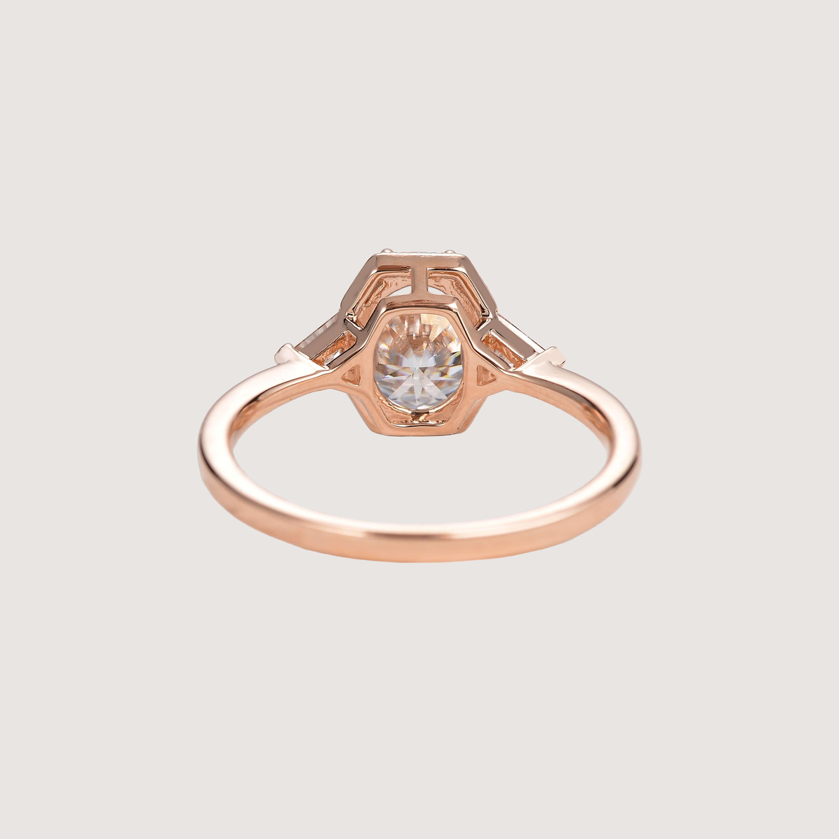 1.5ct Geometric Moissanite Three-stone Vintage Ring