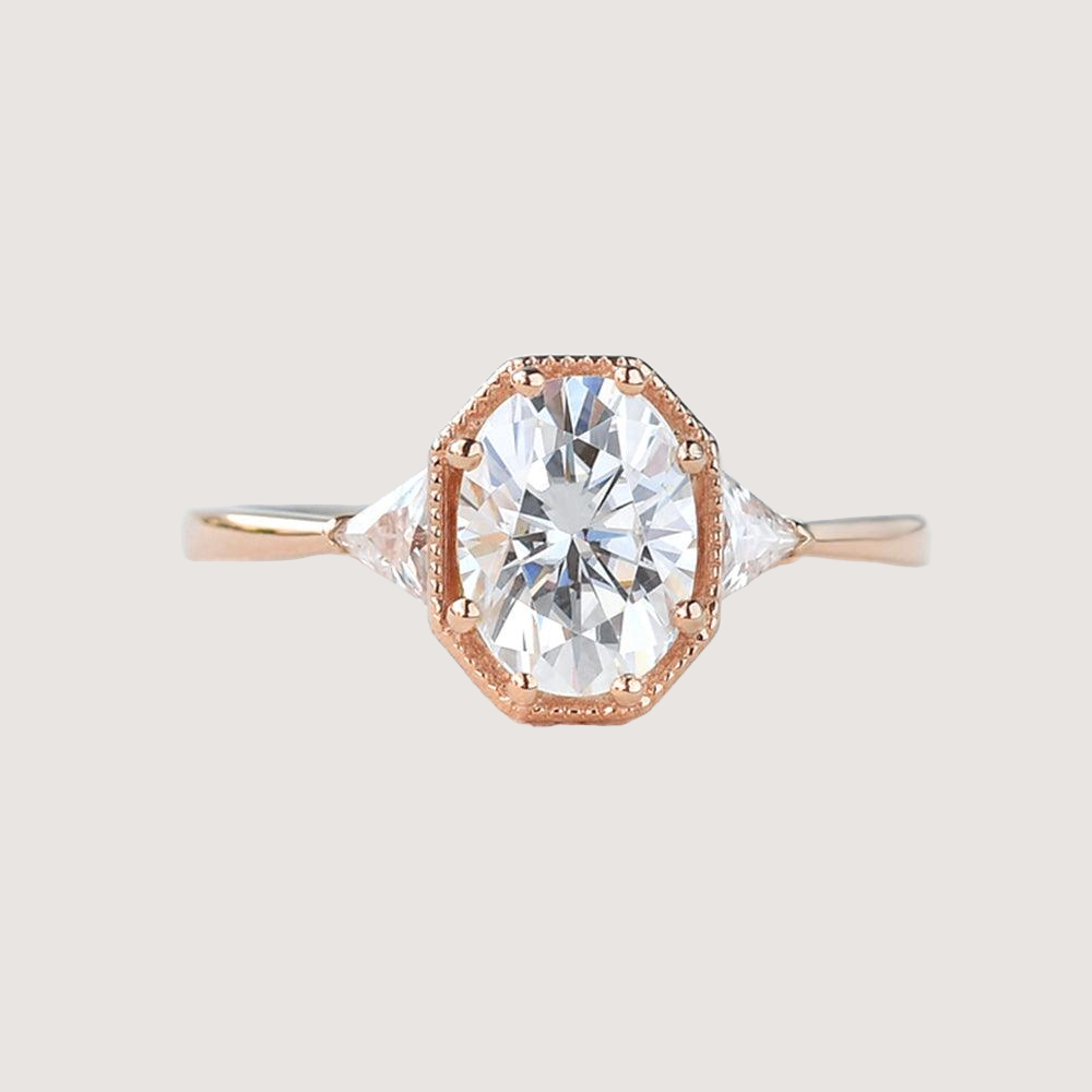 1.5ct Geometric Moissanite Three-stone Vintage Ring