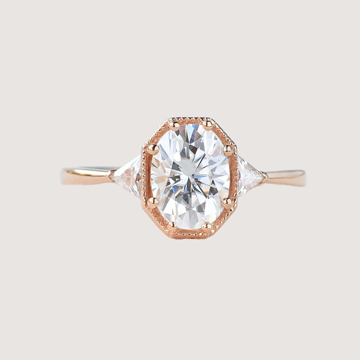 1.5ct Geometric Moissanite Three-stone Vintage Ring