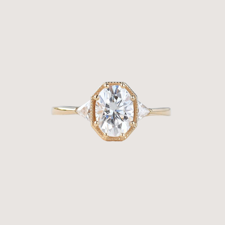 1.5ct Geometric Moissanite Three-stone Vintage Ring