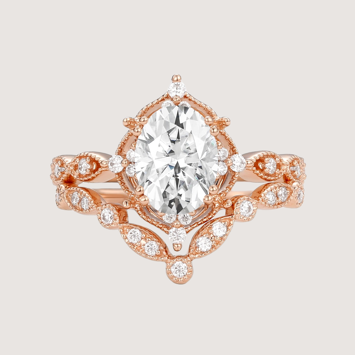 Moissanite Signature Vintage Inspired Ring Set 2pcs