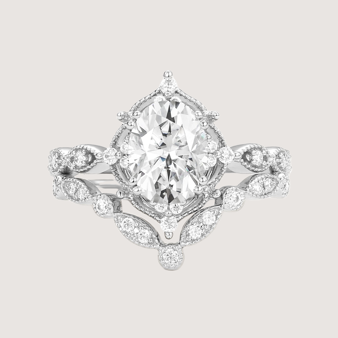 Moissanite Signature Vintage Inspired Ring Set 2pcs