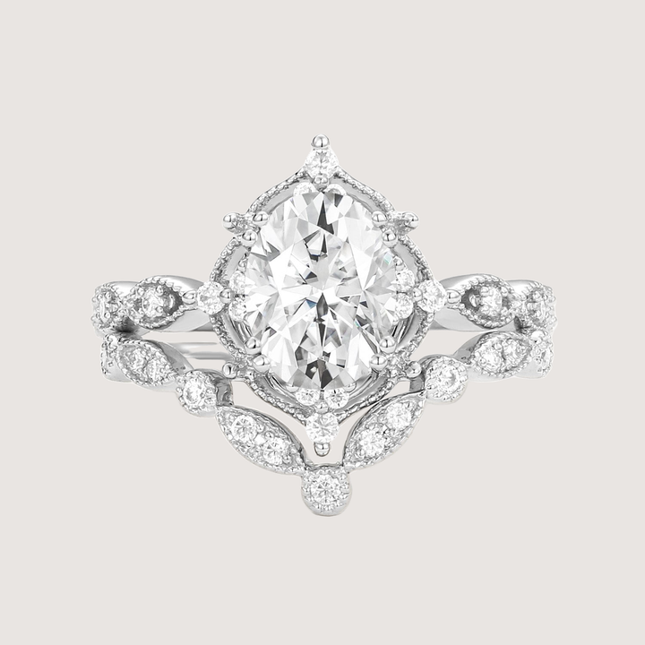 Moissanite Signature Vintage Inspired Ring Set 2pcs