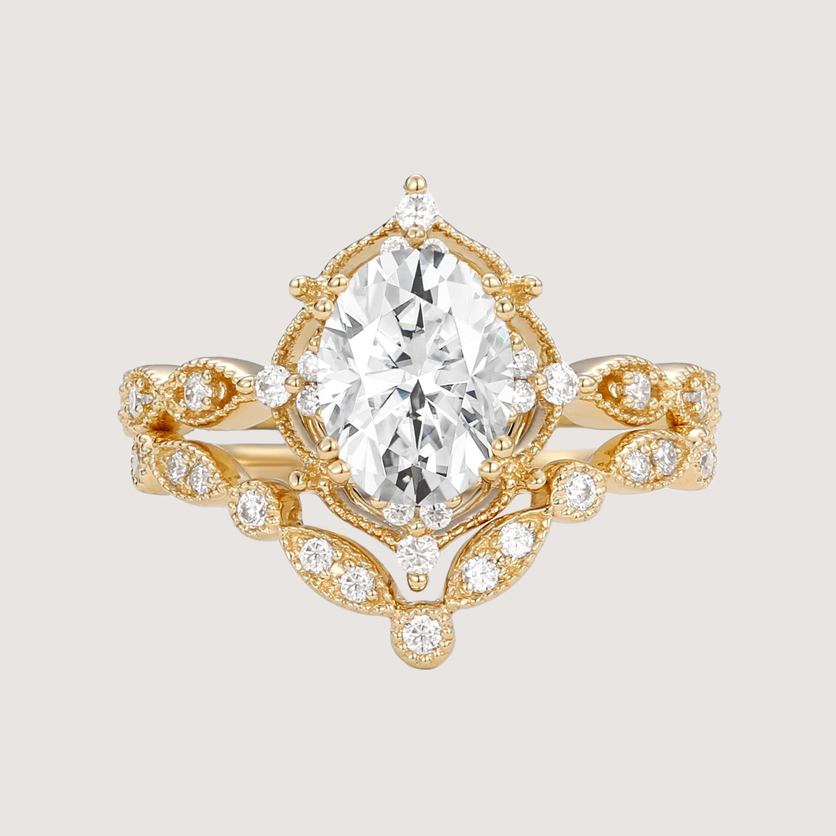 Moissanite Signature Vintage Inspired Ring Set 2pcs