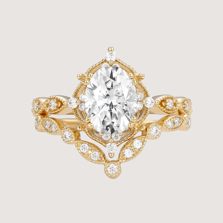 Moissanite Signature Vintage Inspired Ring Set 2pcs