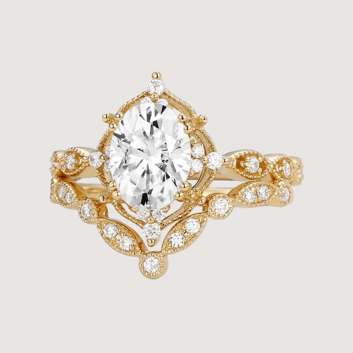 Moissanite Signature Vintage Inspired Ring Set 2pcs