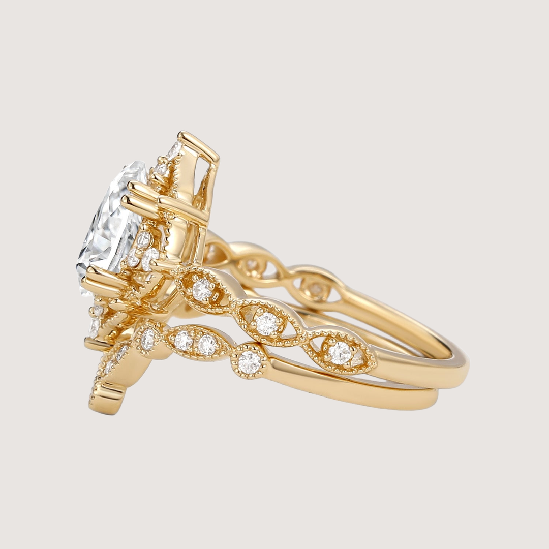 Moissanite Signature Vintage Inspired Ring Set 2pcs
