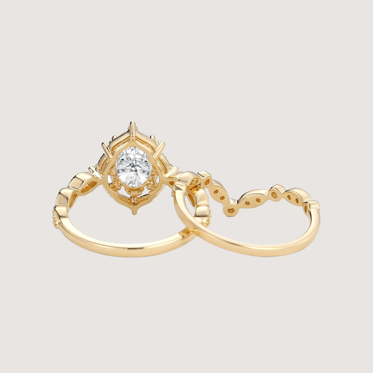 Moissanite Signature Vintage Inspired Ring Set 2pcs