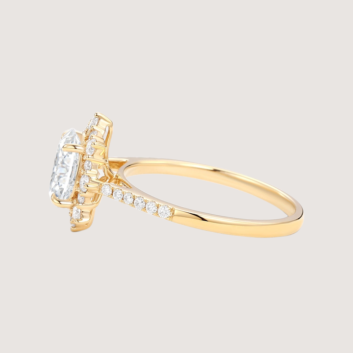 1.5ct Oval Moissanite Cluster Halo Ring