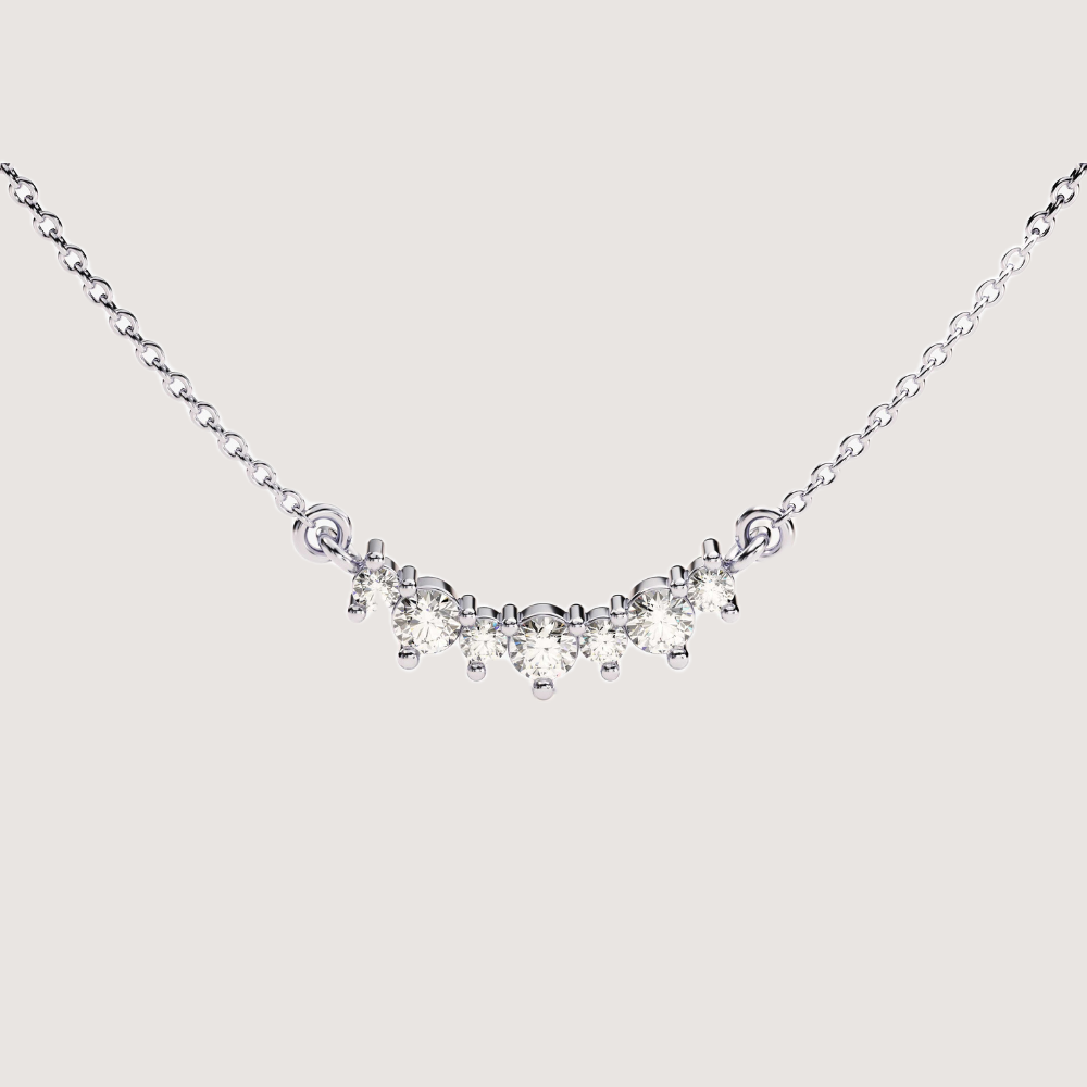 Seven-Stone Curved Moissanite Bar Necklace in Sterling Silver — image 1