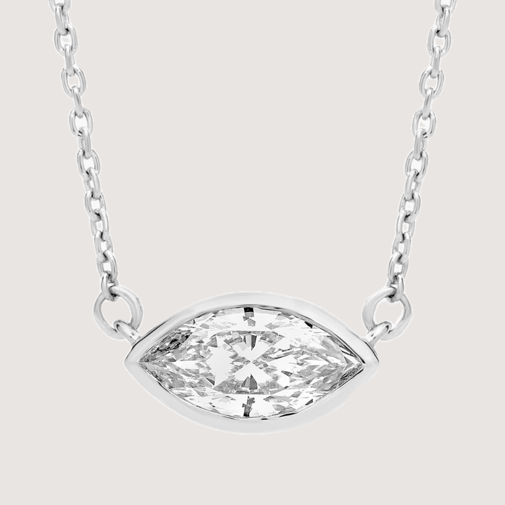 Marquise Cut Bezel Set Moissanite Solitaire Necklace — image 2