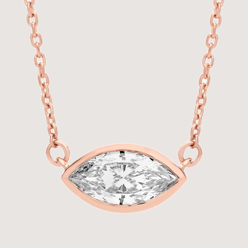 Marquise Cut Bezel Set Moissanite Solitaire Necklace — image 3