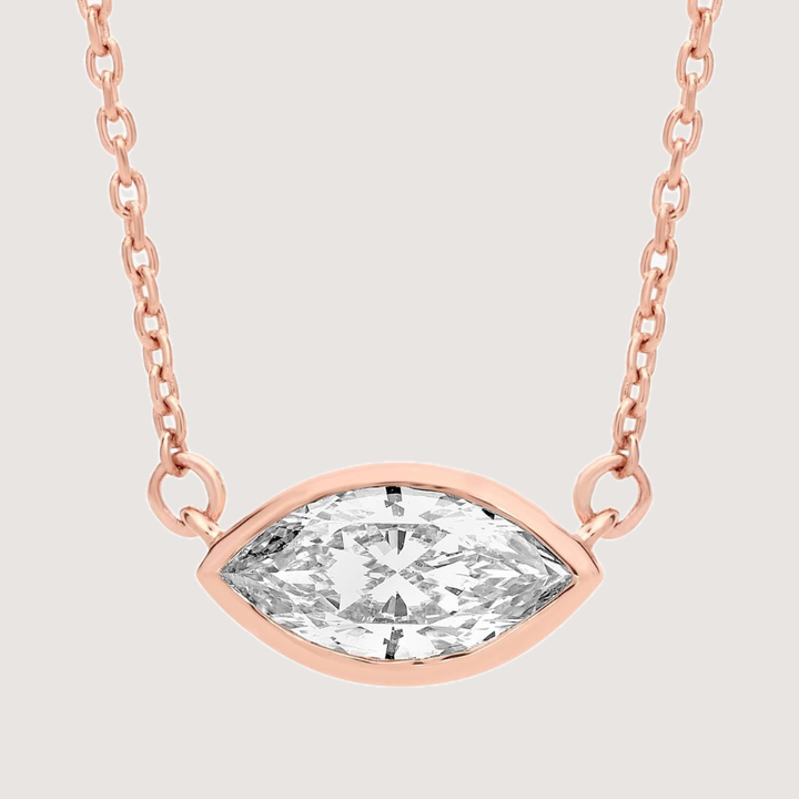 Marquise Cut Bezel Set Moissanite Solitaire Necklace — image 3