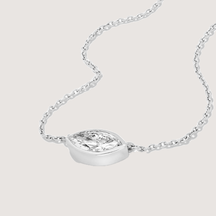 Marquise Cut Bezel Set Moissanite Solitaire Necklace — image 4