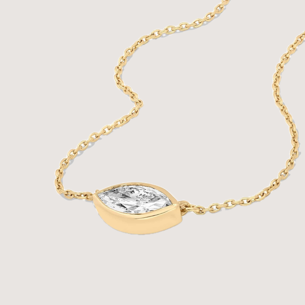 Marquise Cut Bezel Set Moissanite Solitaire Necklace — image 5