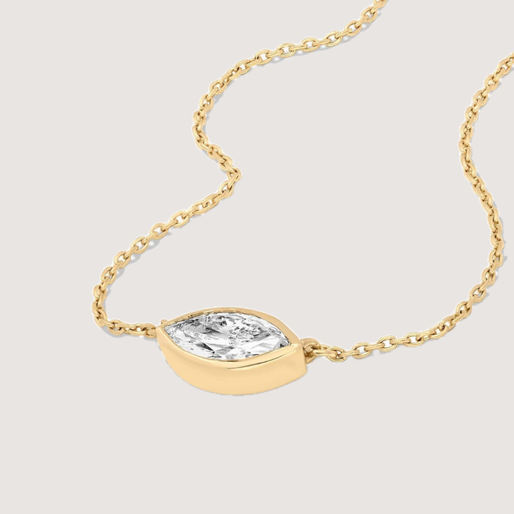 Marquise Cut Bezel Set Moissanite Solitaire Necklace — image 5