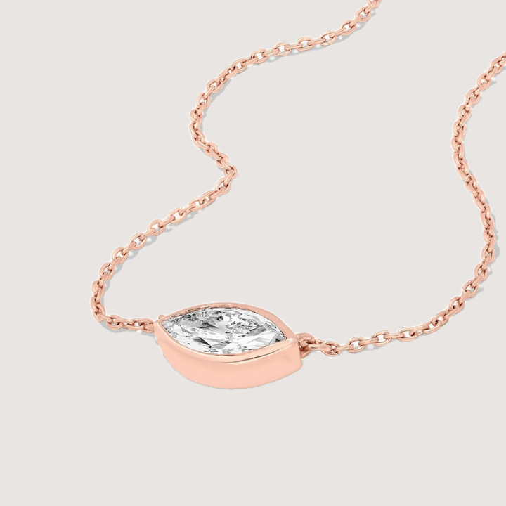Marquise Cut Bezel Set Moissanite Solitaire Necklace — image 6