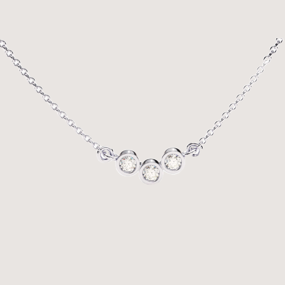 0.06 CTW Trio Round Bezel Set Moissanite Necklace — image 4