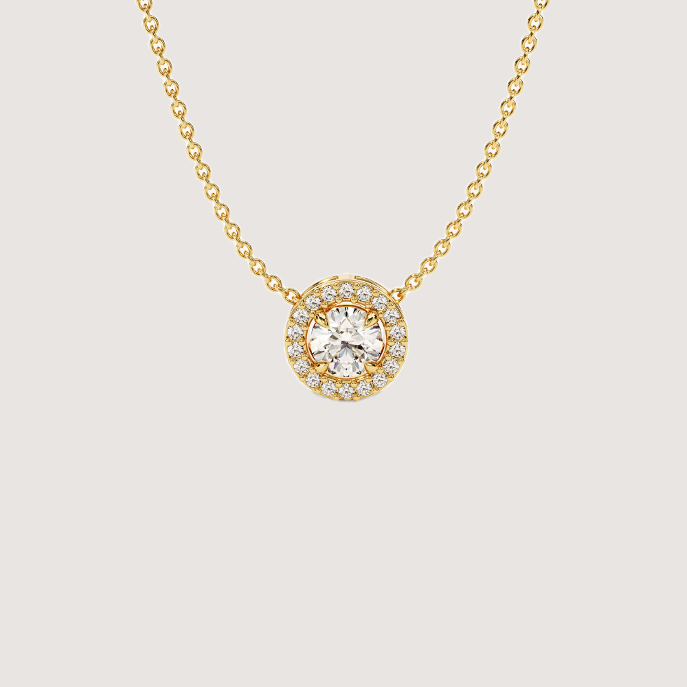 0.34 CTW Halo Round Cut Moissanite Pendant Necklace — image 1