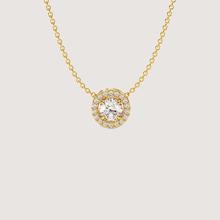 0.34 CTW Halo Round Cut Moissanite Pendant Necklace — image 1