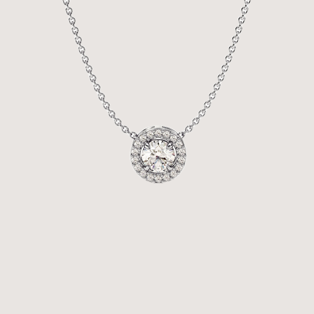 0.34 CTW Halo Round Cut Moissanite Pendant Necklace — image 3