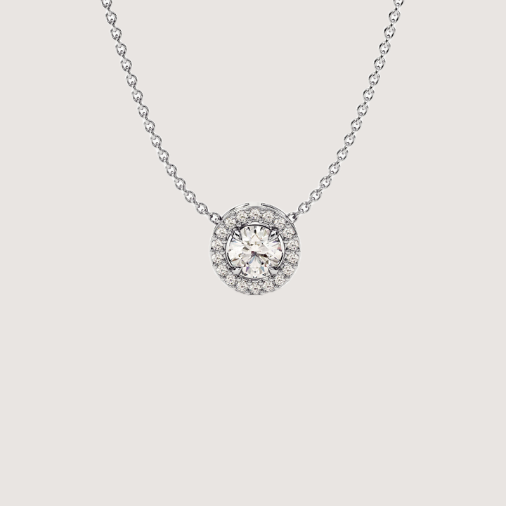 0.34 CTW Halo Round Cut Moissanite Pendant Necklace — image 3