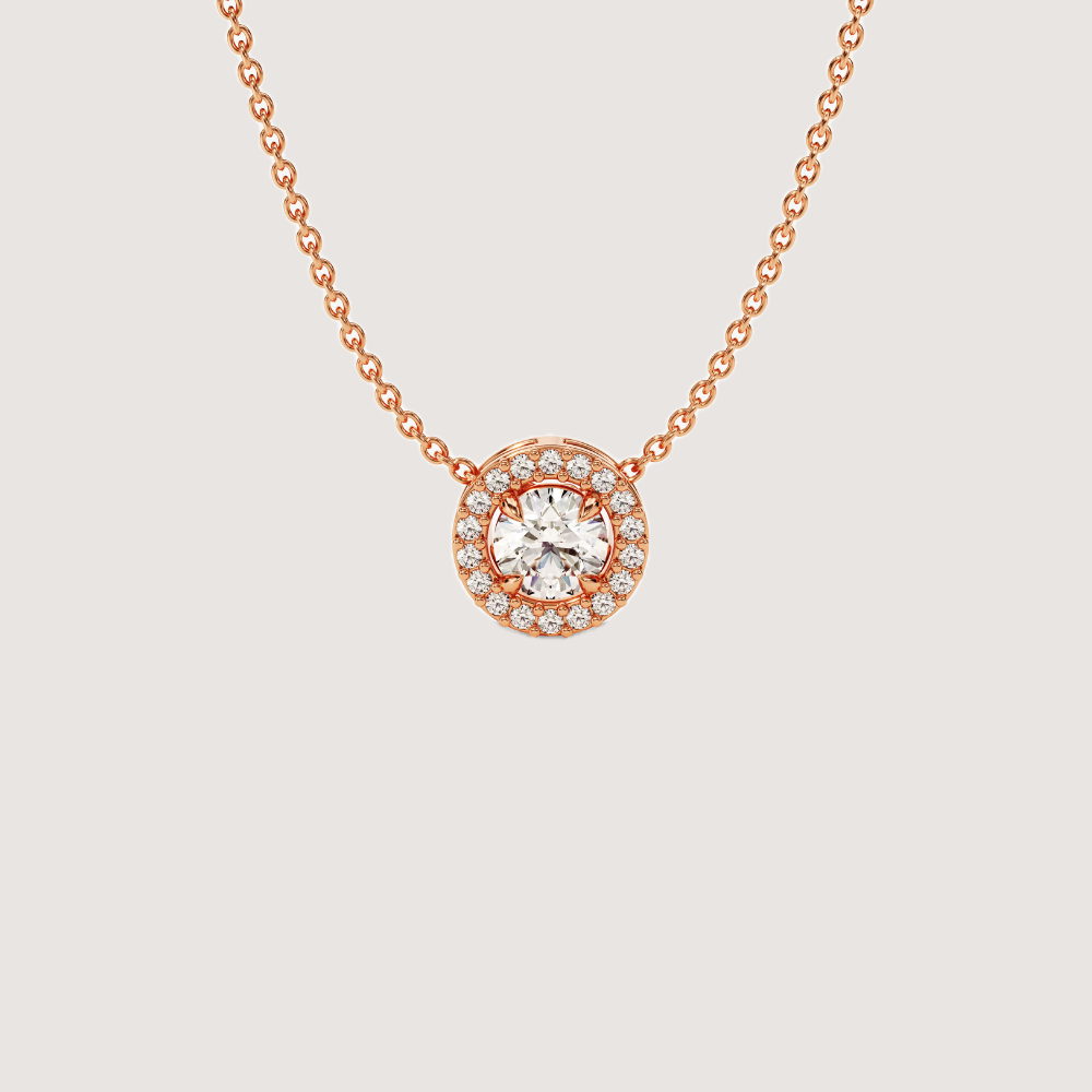 0.34 CTW Halo Round Cut Moissanite Pendant Necklace — image 4