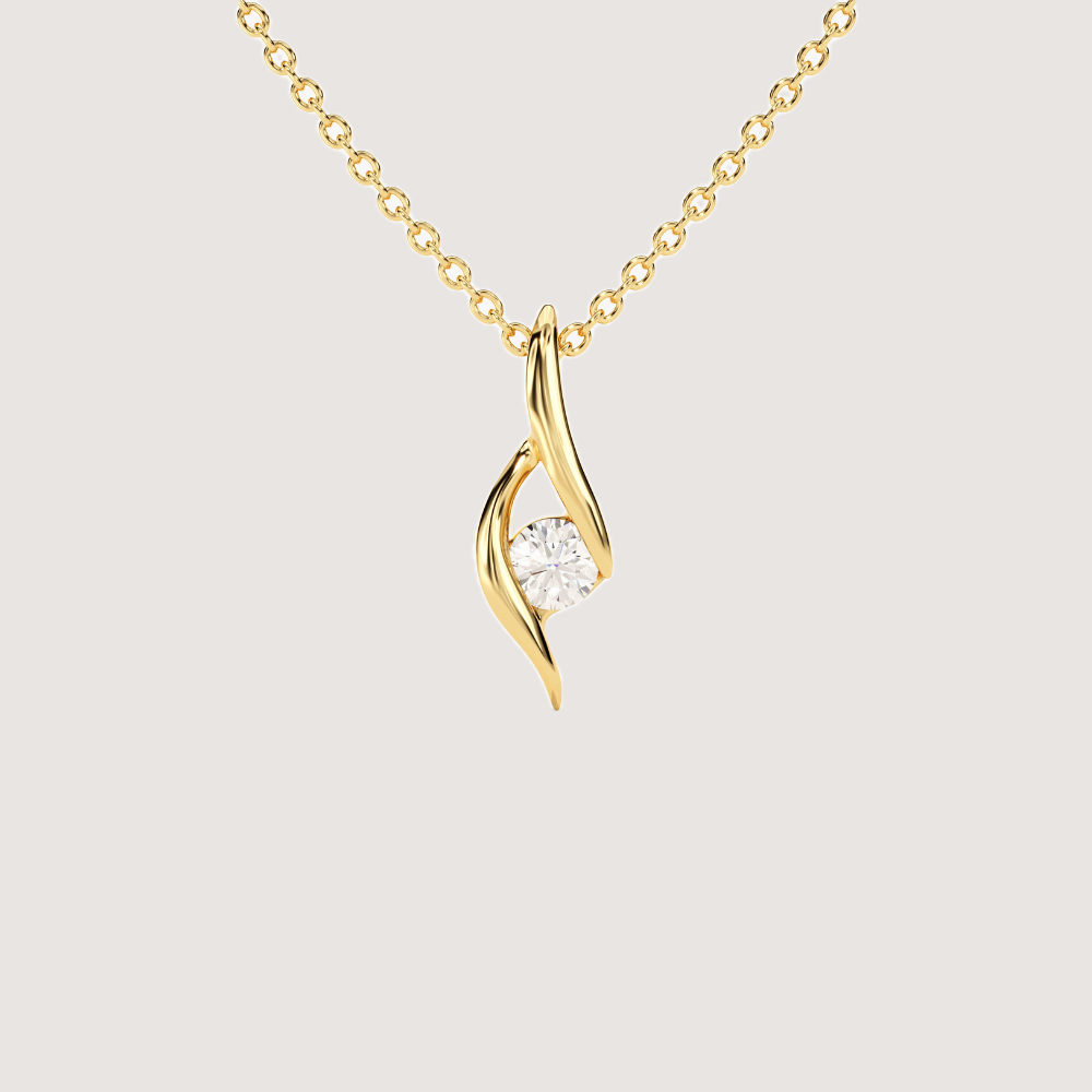 0.1 CTW Twist Solitaire Round Moissanite Pendant Necklace — image 1