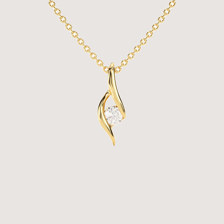 0.1 CTW Twist Solitaire Round Moissanite Pendant Necklace — image 1