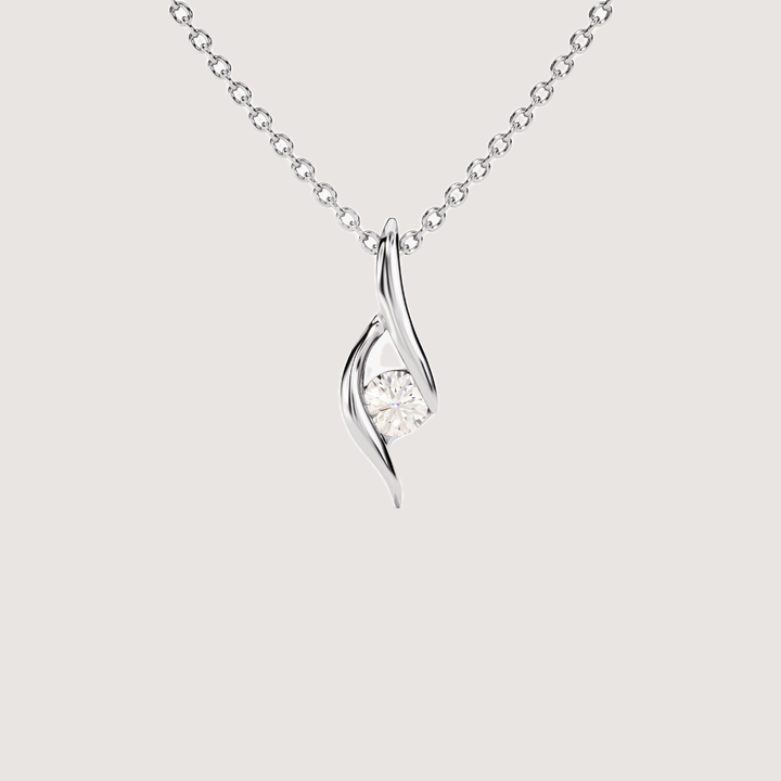 0.1 CTW Twist Solitaire Round Moissanite Pendant Necklace — image 4