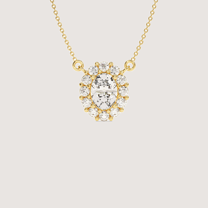1.36 CTW Oval Cut Halo Moissanite Pendant Necklace — image 1