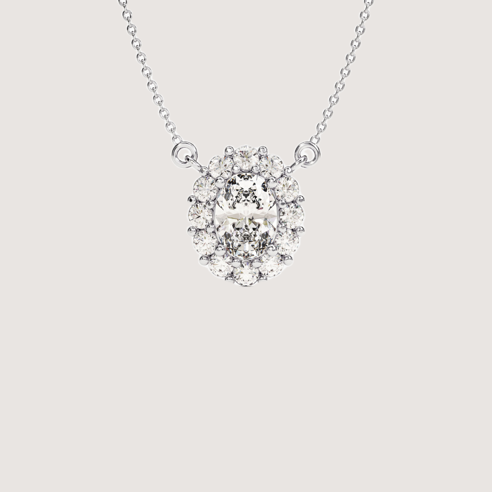 1.36 CTW Oval Cut Halo Moissanite Pendant Necklace — image 3