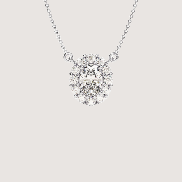 1.36 CTW Oval Cut Halo Moissanite Pendant Necklace — image 3