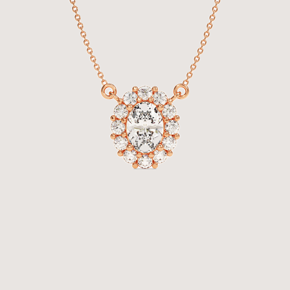 1.36 CTW Oval Cut Halo Moissanite Pendant Necklace — image 4