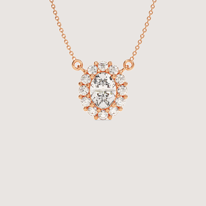 1.36 CTW Oval Cut Halo Moissanite Pendant Necklace — image 4