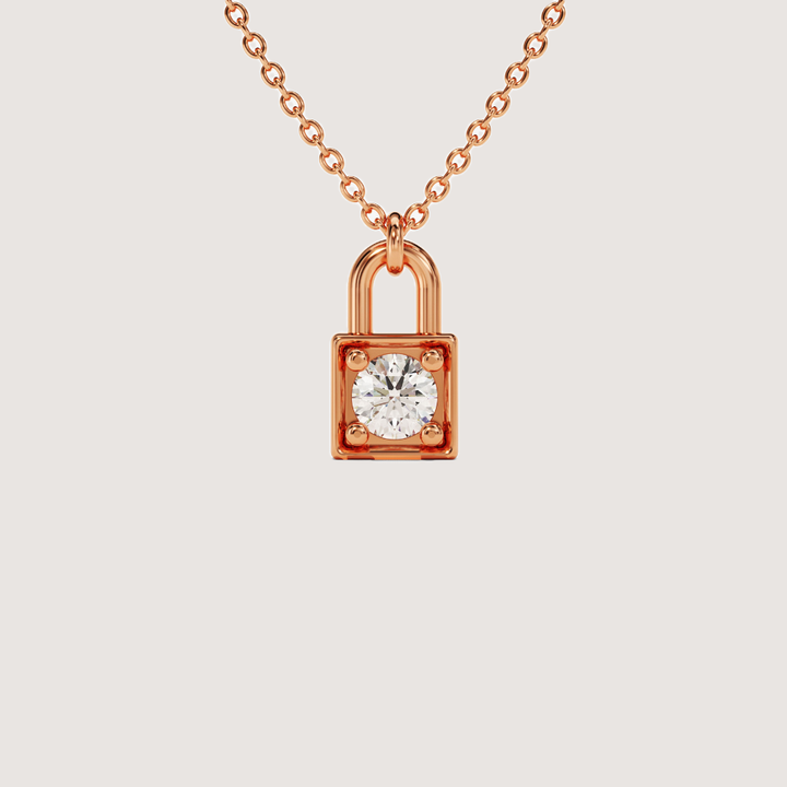0.1 CTW Mini Lock Round Cut Moissanite Pendant Necklace — image 4