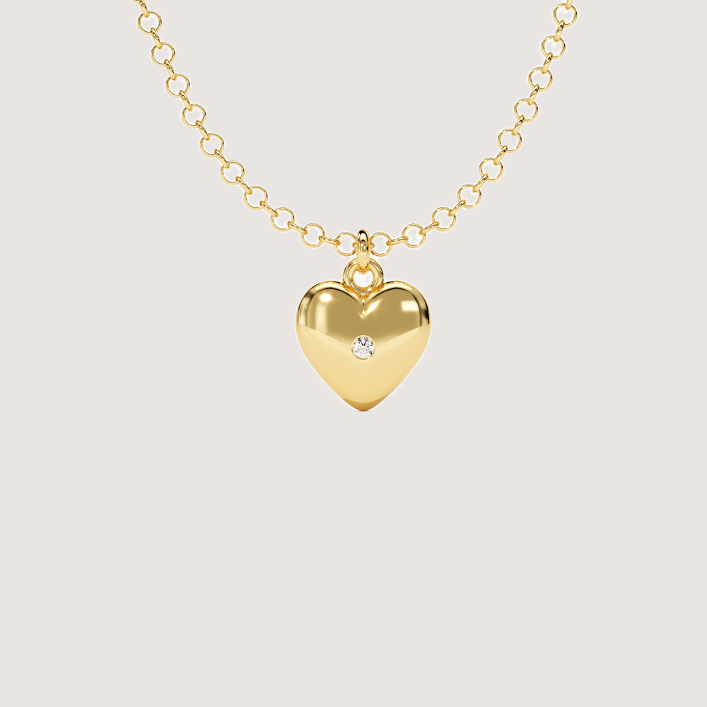 0.03 CTW Heart Pendant Necklace with Radiant Round Cut Moissanite — image 1