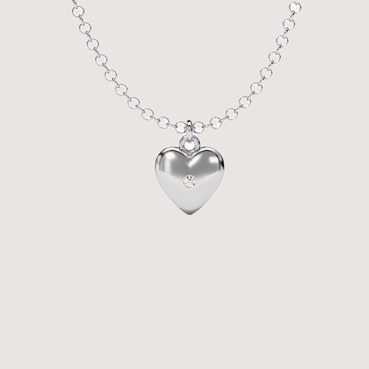 0.03 CTW Heart Pendant Necklace with Radiant Round Cut Moissanite — image 3