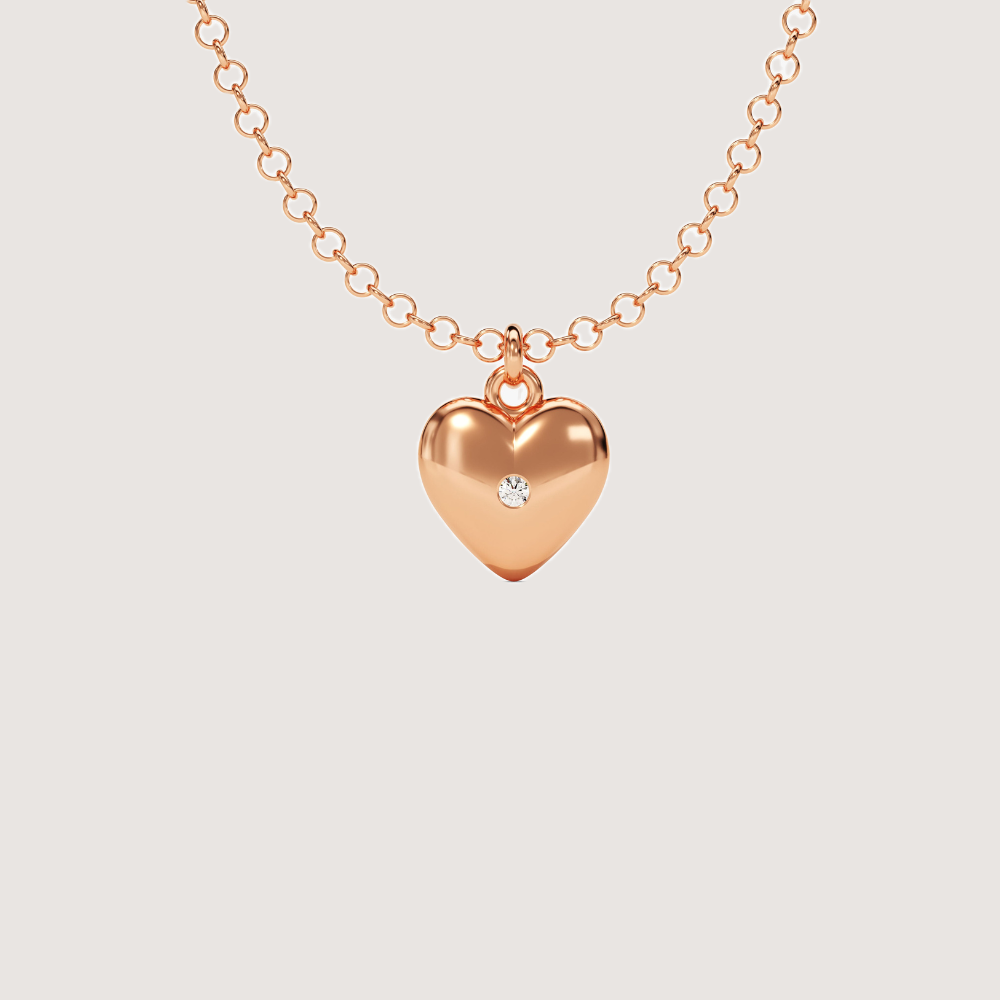 0.03 CTW Heart Pendant Necklace with Radiant Round Cut Moissanite — image 4