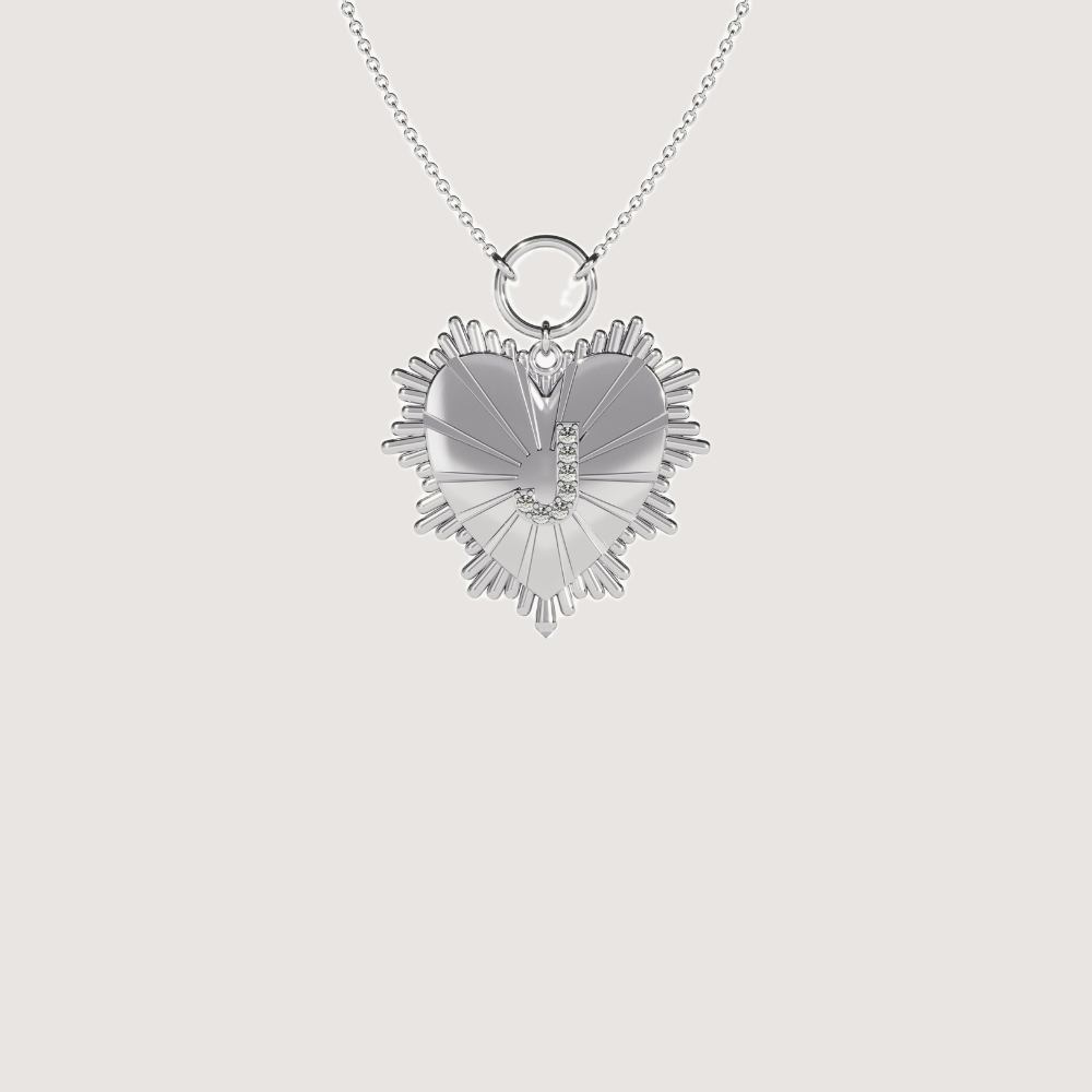 0.04 CTW Personalized Heart Pendant Necklace with Moissanite Initial — image 2
