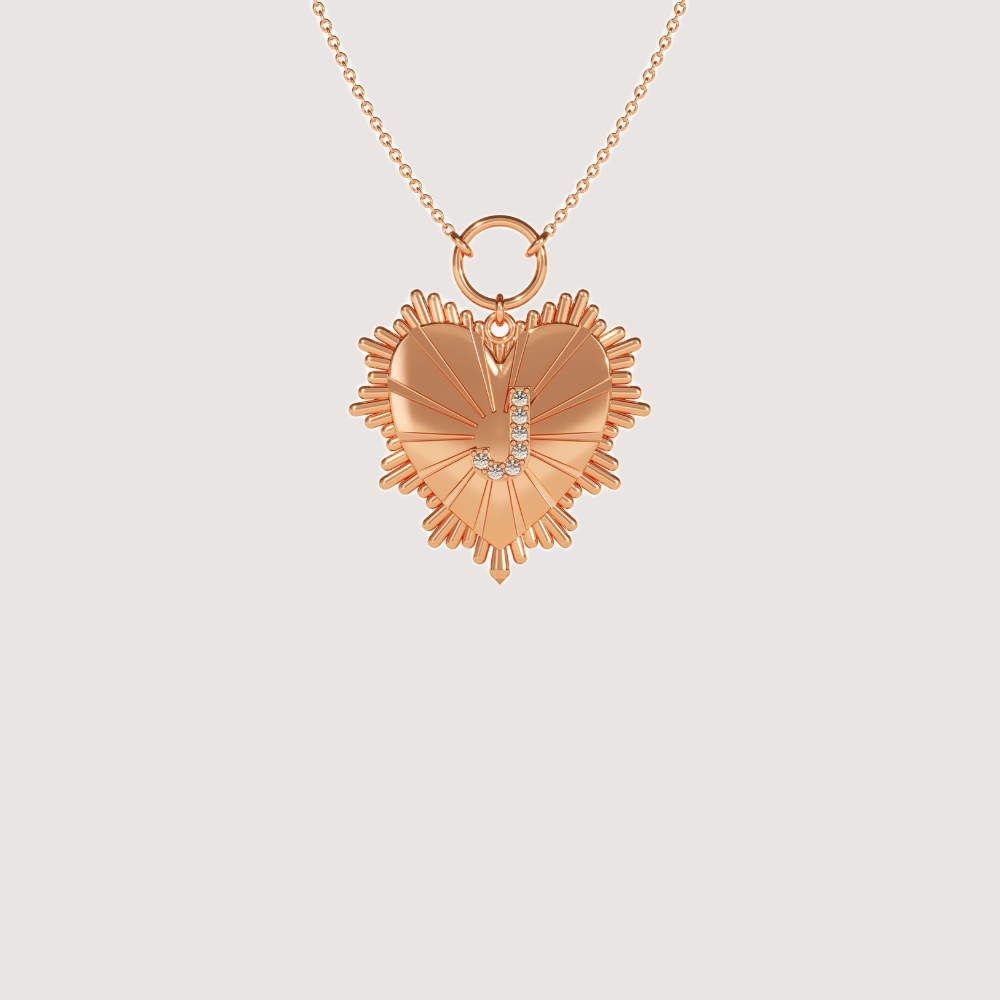 0.04 CTW Personalized Heart Pendant Necklace with Moissanite Initial — image 3