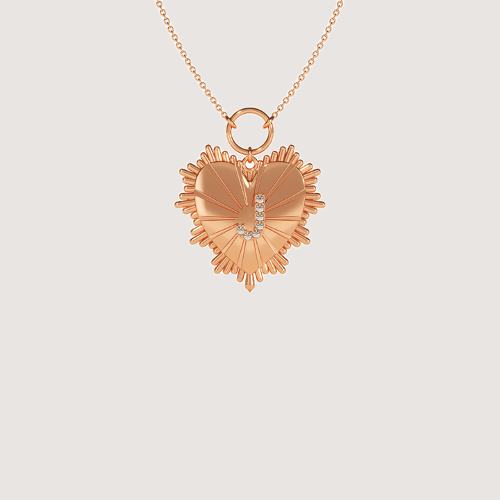 0.04 CTW Personalized Heart Pendant Necklace with Moissanite Initial — image 3